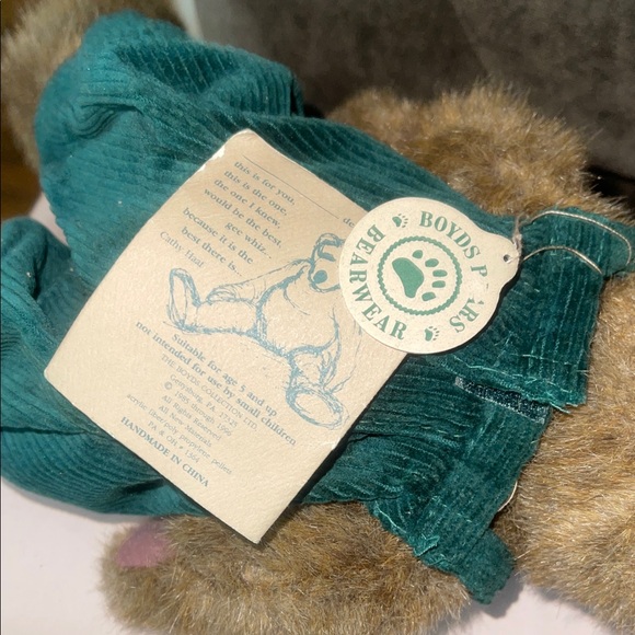 Boyds Bears Plush with Teal Overalls - Picture 3 of 3